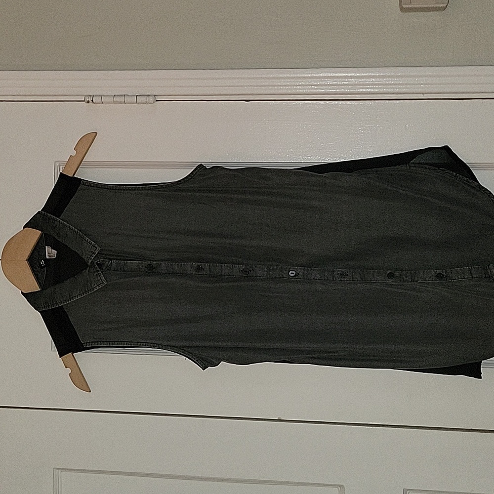 Sheer back button up over sized tank